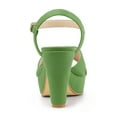 thumbnail image 2 of BLISSFUL STEP Women's Fashion Platform Strap Slingback Chunky Heel Open Toe Sandals Olive Green 7.5, 2 of 7