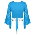 thumbnail image 6 of GJSYRH Womens 3/4 Sleeve Shrug Sheer Mesh Cardigans Tie Front Cropped Lightweight Bolero Shawl Top for Casual Going Out Sky Blue S, 6 of 6