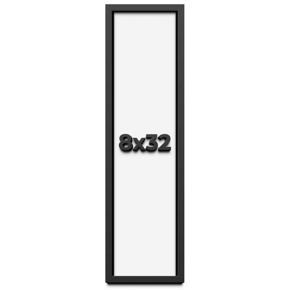8x32 Shadow Box Frame Black | 1 inches Deep Real Wood Contemporary Shadowbox Display Frame | UV