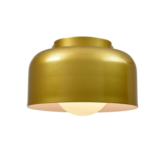 Claxy Brass Gold Dome Flush Mount Light with Globe Milk Glass Shade