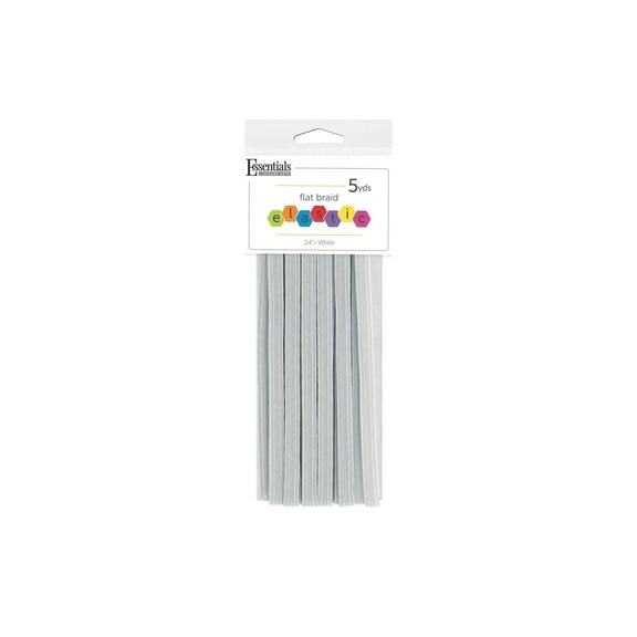 EBL Elastic Flat Braid .24"x5yd White – Sewing Elastic Band for Waistbands, Crafts, DIY Projects, Elastic Cord for Masks, Garments, and Stretch Fabric Repairs