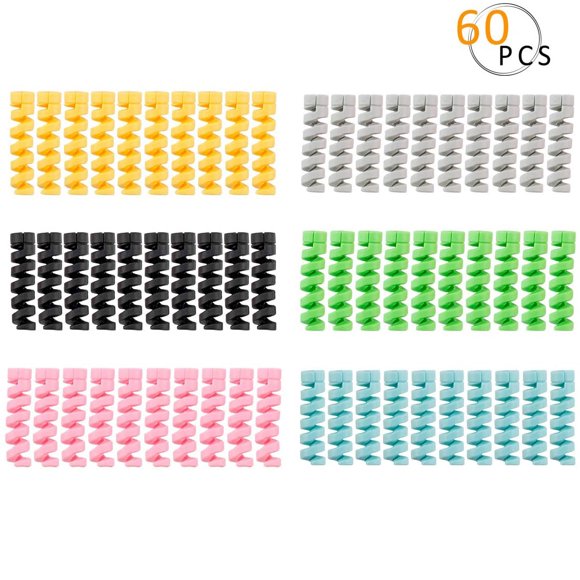 60 Pieces Charger Cable Saver Protector , Spiral Cable Protector, Flexible Silicone Micro USB Cord Protector Compatible with iPhone, iPad, iPod, MacBook Other