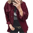 thumbnail image 2 of Babysbule Womens Cardigans Ladies Corduroy Buttoned Cardigan Long Sleeve Lapel Loose Padded Shirt Top Women's Top Blouse, 2 of 6