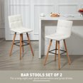 thumbnail image 4 of HOMCOM Bar Stool Set of 2 Upholstered Kitchen Stool w/ Wood Legs, White, 4 of 10