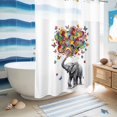 thumbnail image 5 of No Hook Shower Curtain, Cute Elephant Shower Curtains for Bathroom with See Through Top Window, Modern Abstract Oil Painting Aesthetic Waterproof & Washable Bath Curtain 60"x72", 5 of 9