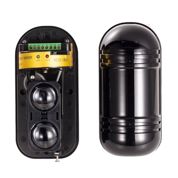 Sensor de alarma IR Alarma de seguridad IR 100 m Barrera de haz invisible Detección activa Sensor infrarrojo de pulso digital impermeable-2 piezas