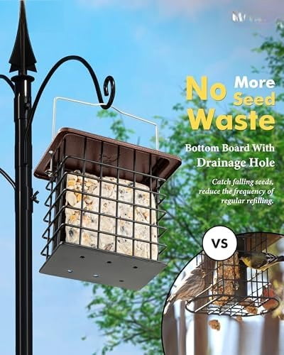 Double Suet Feeder for Outside Hanging,Weatherproof Suet Feeders,Suet Holder with Taller Grid for Woodpecker, Suet Cage Bird Feeders for Outdoors (Coffee, 6 Inch,1 Pack)