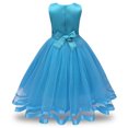 thumbnail image 3 of KkSLirnhs Dresses for Girls Size 8 Toddler Girls Solid Color Flowers Net Yarn Bowknot Birthday Party Flowers Gown Kids Dresses 8-9 Years Blue, 3 of 7