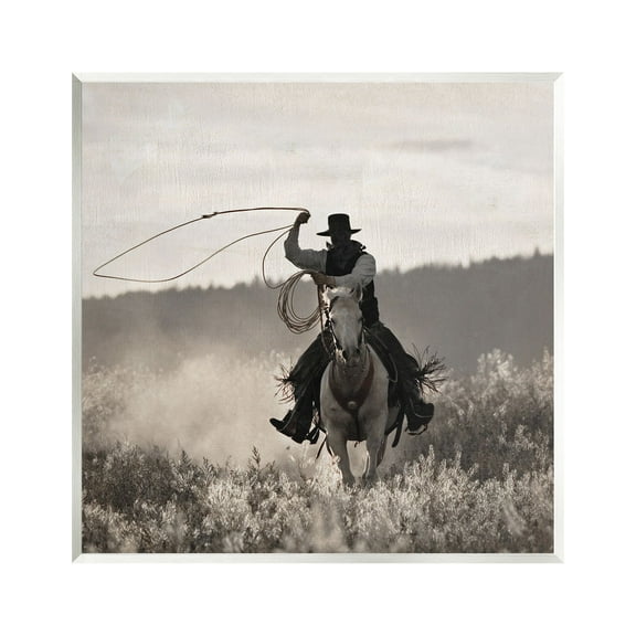 Stupell Industries Western Cowboy with Lasso Animals & Insects Photography Unframed Art Print Wall Art, 12 x 12
