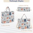 thumbnail image 6 of FORMRS Womens Corduroy Tote Bag Crossbody Shoulder Handbag with Pocket, Gray Cartoon Houses, 6 of 7