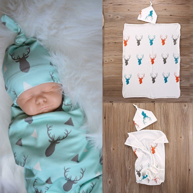 Newborn Infant Baby Swaddle Blanket Sleeping Muslin Wrap Bath Towel Headband XIU 