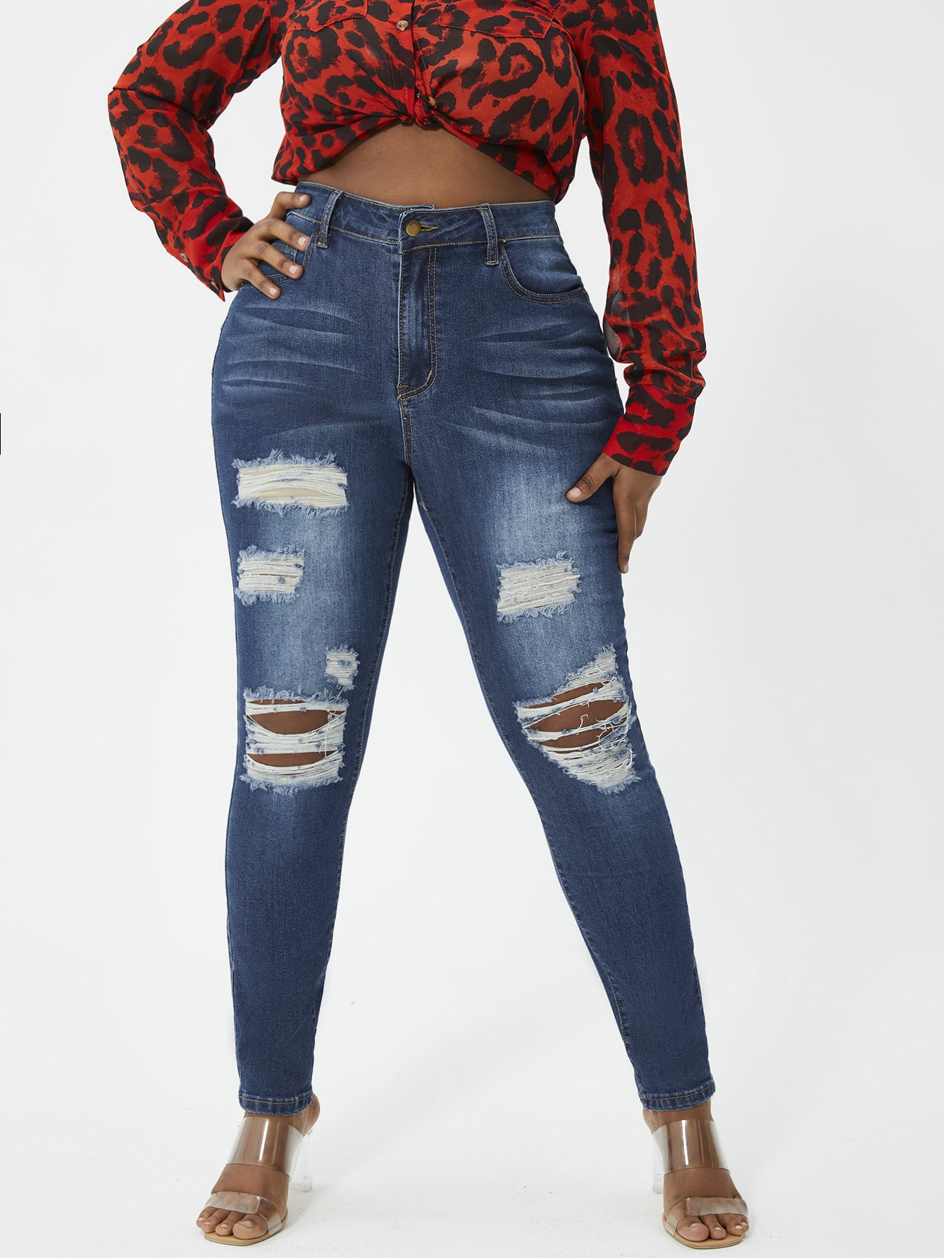 High Waist Ripped Skinny Jeans 2022 