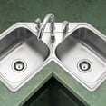 thumbnail image 2 of Houzer Legend 32 in Stainless Steel Topmount 50/50 Double Bowl Corner Kitchen Sink with Strainer - LCR-3221-1, 2 of 6