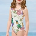 thumbnail image 3 of SEANATIVE Aesthetic Girls Swimwear Size 3-4 Quick Dry Kids Sleeveless Swim Shirt One-Piece Elastic Flower Hummingbird Tankini Swimsuit for Girls, 3 of 7