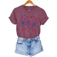 thumbnail image 7 of Clearance Tops under $5! Yrmaups Ladies Summer Blouse Round Neck Independence Day 2025 Blouses Patriotic Short Sleeve Red White and Blue Fourth July T-shirts Clothes, 7 of 7