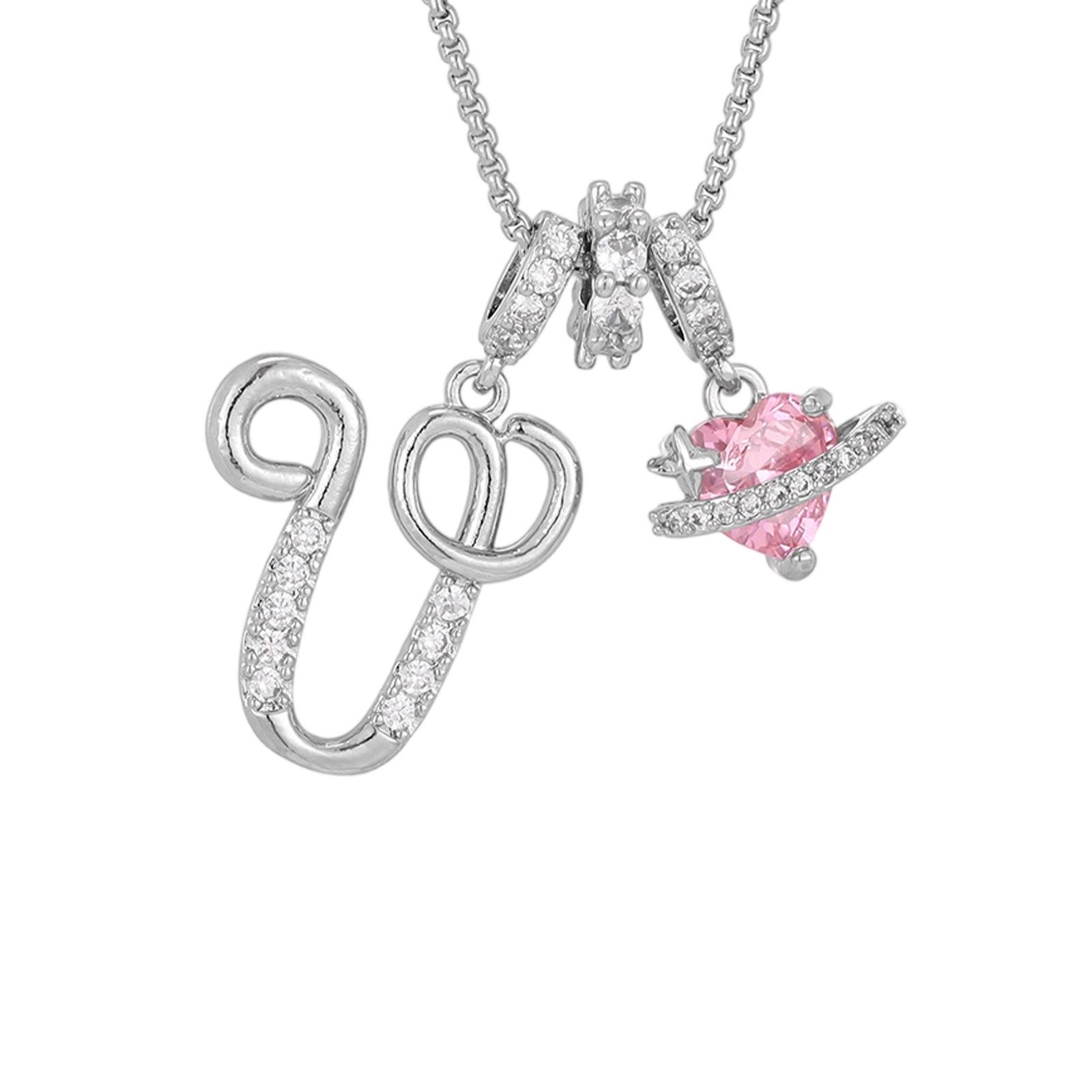 Fzsteel Personalized Rose Heart Letter Pendant Necklace for Anniversary Valentine's Day Gift - Customized Alphabet Jewelry for Women Romantic Keepsake