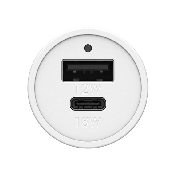 OtterBox USB-A 12W to USB-C 18W Two-pack Car charger - Cloud Dust (White)