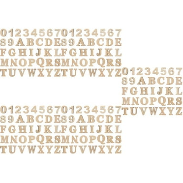 180 Pcs English Alphanumeric Wooden Letters for Crafts Cursive Blank Alphabet Unfinished Boxwood