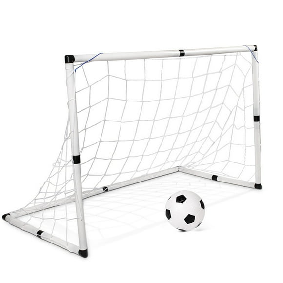 Outdoor DIY Football Plaything Set 1 Pc Mini Kids Soccer Goal Net with 1Pc Synthetic Leather Football 1pc Inflator and 4 Pcs Iron Nail for Kids Outdoor Training Game Toy (67.5CM Height)