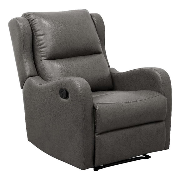 Lexicon Durant Faux Leather Manual Recliner Chair in Gray