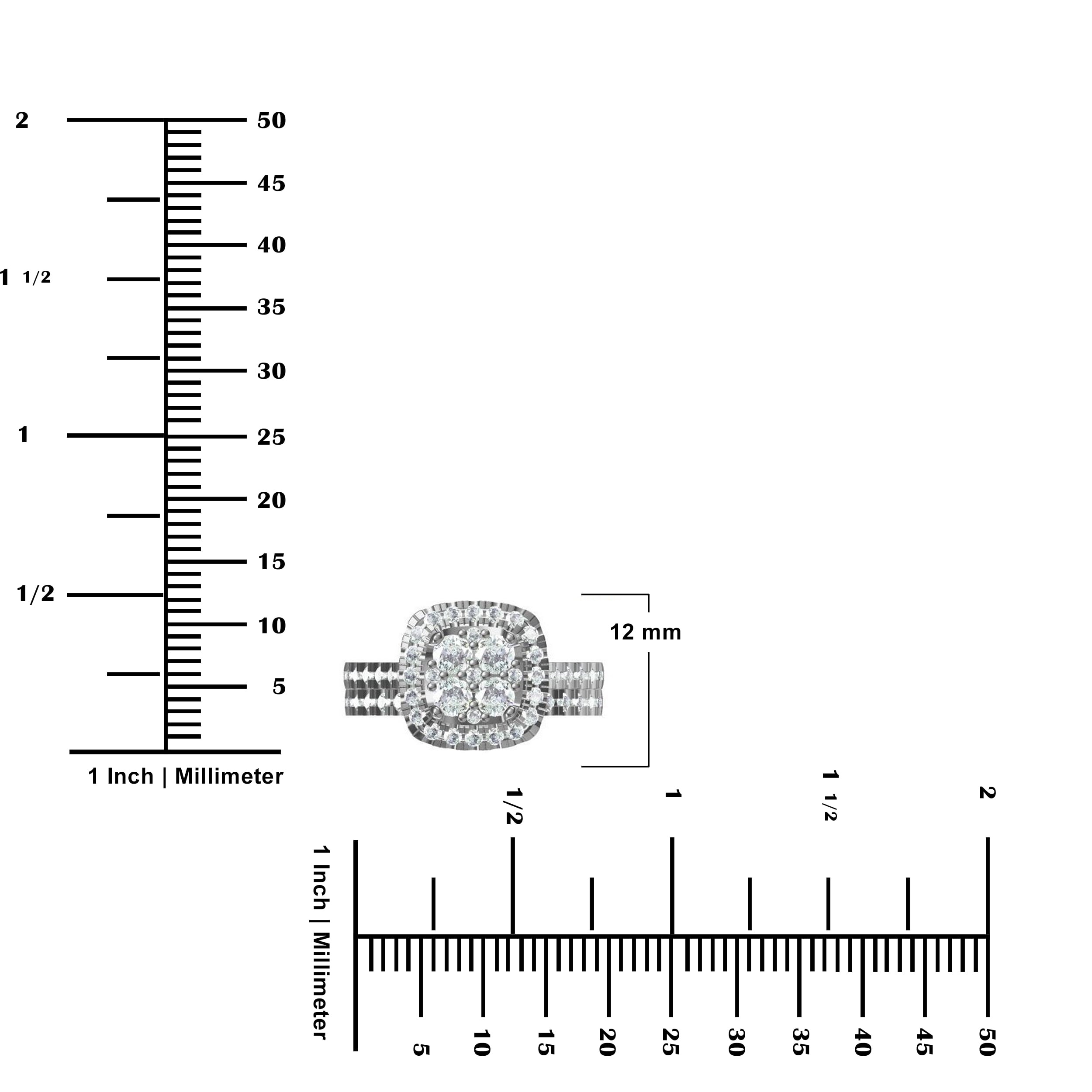 Unique Moments Lab Grown 1.50 Ctw Diamond Cushion Bridal Set, Engagement Ring for Women 10K White Gold