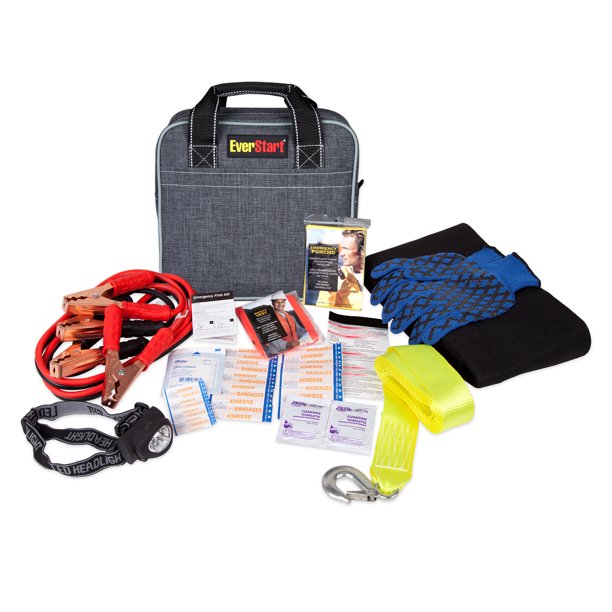 Everstart Deluxe Auto Safety Kit, 365 Days of Roadside Assistance, SAE 8ft 8ga Booster Cables