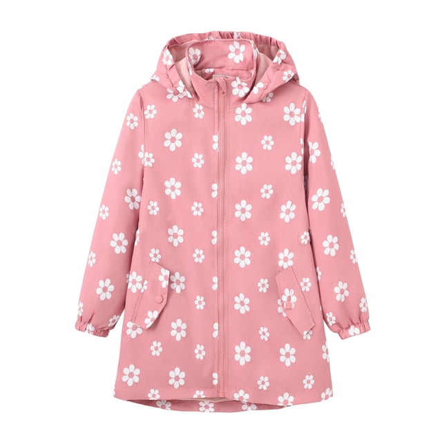 Veste Décontractée en Velours Imprimé pour Filles, Manches Longues, Col Montant, Poche, Capuche