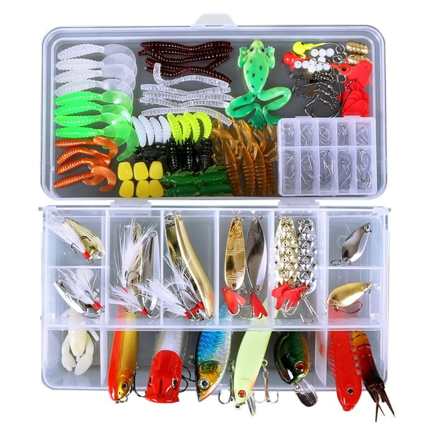 Labymos 181pcs Fishing Tackle Set Fishing Minnow Popper Lures Baits  Crankbait Jig Hooks Weight Barrel Swivels with Free Tackle Box