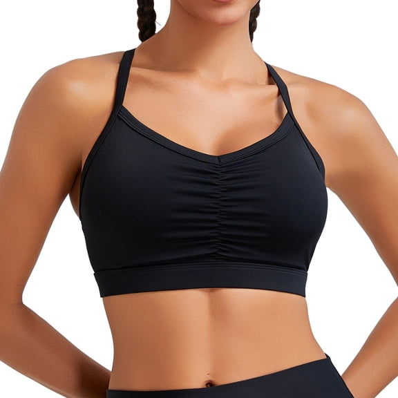 RUNNING GIRL Women's Y-Back Sports Bra Low Impact Workout Bras Thin Straps Yoga Bras with Removable Pads