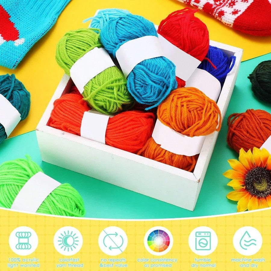 100 Rolls Acrylic Yarn for Knitting Bulk 4374 Yard Knitting Acrylic Yarn Mini Soft Crochet Skeins Multicolor for Handcraft and Crochet Projecting Adults Beginner Kit Multi Colors