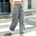 thumbnail image 5 of Womens Cargo Pants with Pockets Outdoor Casual | Durable & breathable, workout cargos, stretch sweatpants, drawstring elastic waist, hiking, outdoor, running, 5 of 7