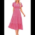 thumbnail image 2 of Vestidos Largos de Verano para Mujer 2025, Informales, con Escote en V, Corta Abullonada, Fruncidos, Vaporosos, para Playa, Bohemios, Largos, Florales, Rosa, Talla L, 2 of 10