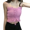 thumbnail image 5 of MESSUEN Spaghetti Strap Tank Top Going Out Tops Crew Neck Camisole Lace Jacket Blouse Solid Strap Vest Suspender Color Stitching Blouse Womens Summer Tops Casual Women's Tops Pink One Size, 5 of 9