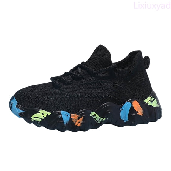 Lixiuxyad Girls Sneakers For Kids Breathable Mesh Running Shoes Lightweight Comfortable Casual Sports Shoes For Toddlers And Children Lace-up Sneakers Sizes 11(Little Kid 4.5-5 Years)