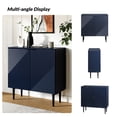 thumbnail image 4 of Tina's Home 35" Tall Navy 2-Door Accent Cabinet with Linear Groove Design, Wood Legs, Storage Cabinet for Bedroom, Living Room, Bathroom or Entryway, 4 of 8