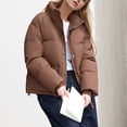 thumbnail image 4 of Warm Women's Short Jacket With Stand Collar Thick And Cozy Winter Coat Loose Fit Bread Jacket For Cold Weather Petite for Women Womens Utility Jacket Hooded Women S Coats And Jacket Womens Utility, 4 of 6