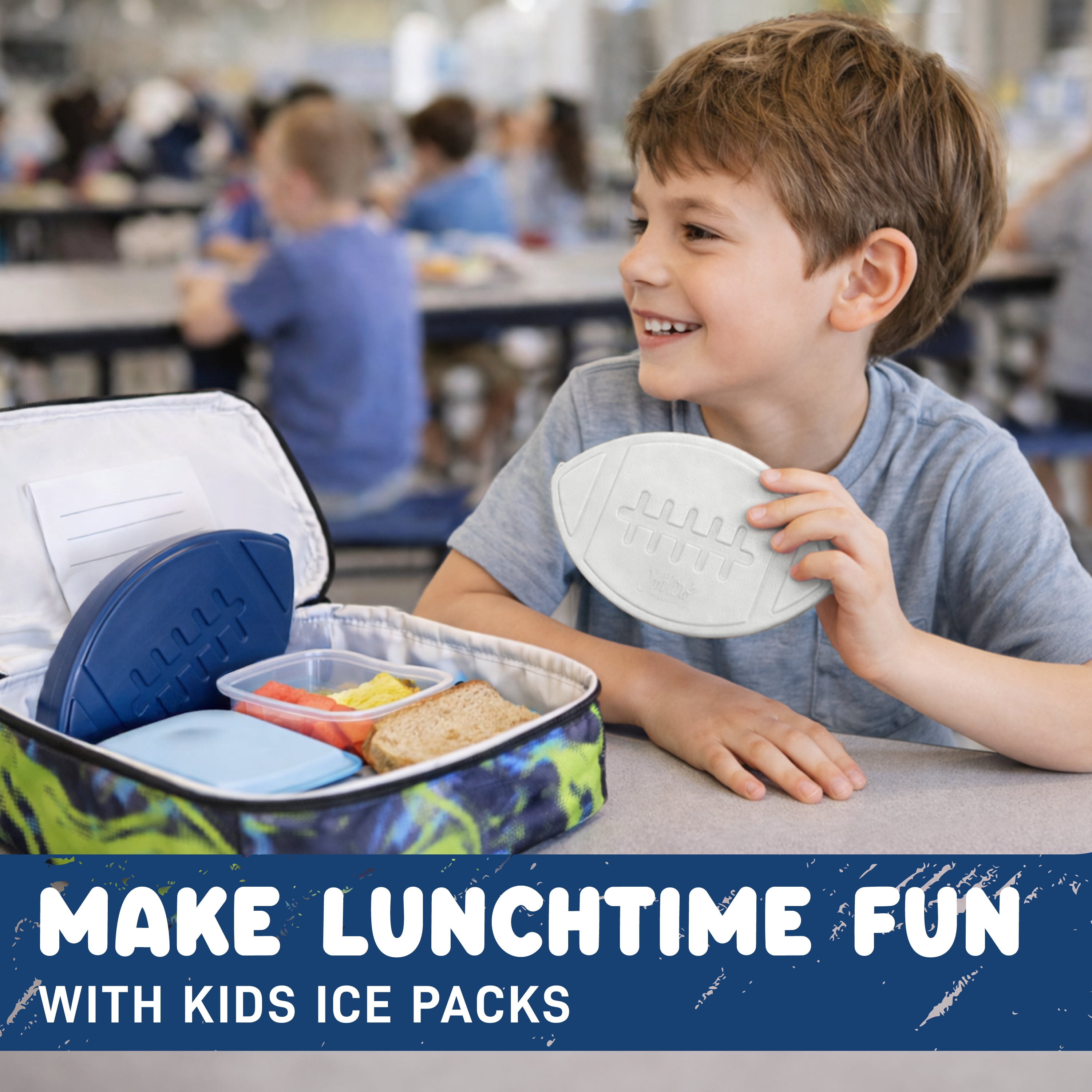 Cool Coolers by Fit + Fresh Kids Ice Packs, Football Design, 4-Pack