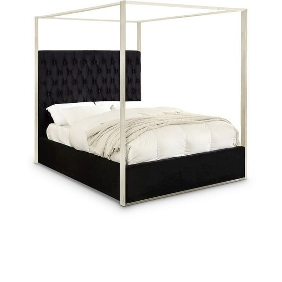 Porter Black Velvet King Bed-Color:Black Velvet,Style:Contemporary