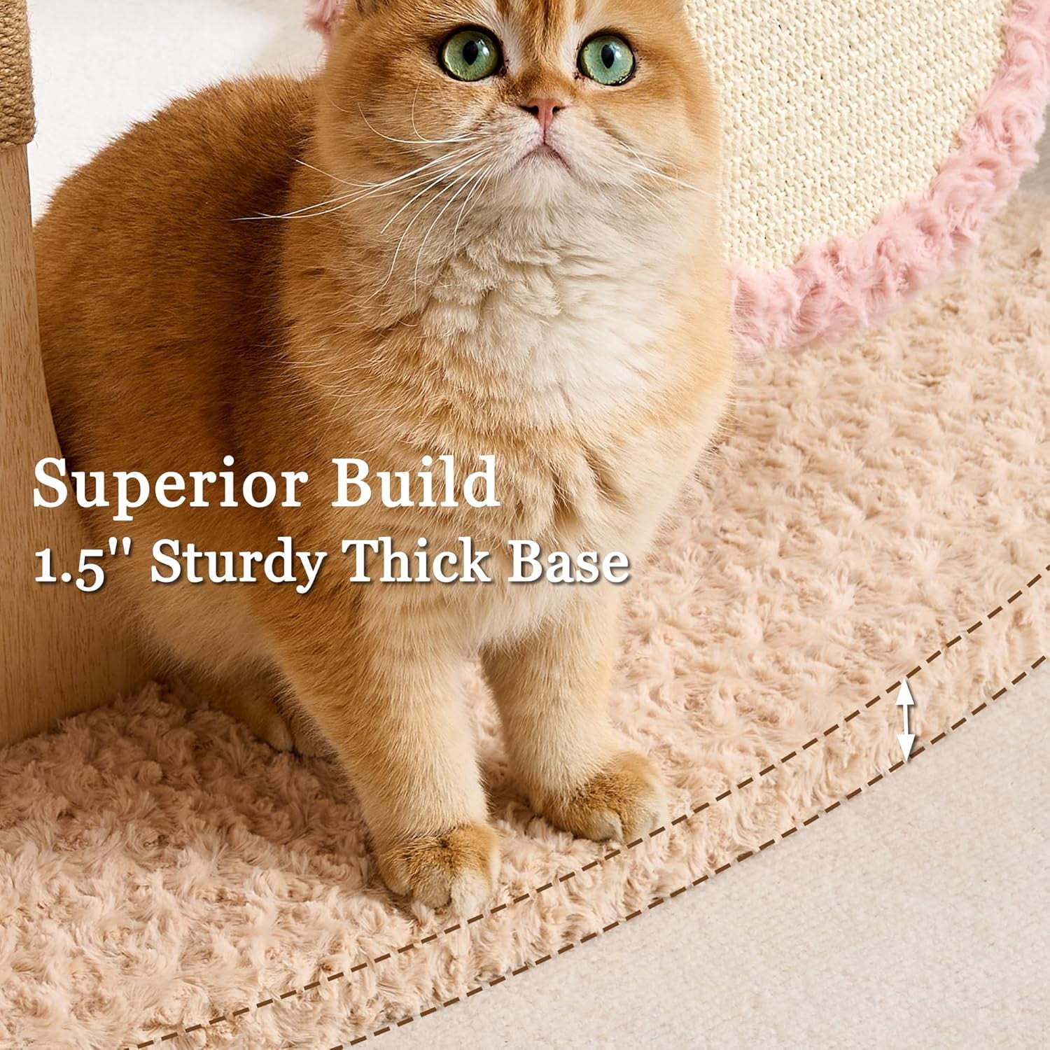 Modern Cat Tree Tower for Indoor Cats Large Adult, 37 inch Flower Cat Tree with Scratching Post, Luxury Aesthetic Cat Tree with Cloud-Soft Flower Perches and Physical Mouse-Sound Hanging Toy