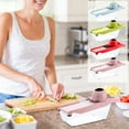 thumbnail image 4 of Mandolin Slicer with Handheld Spiralizer, Multifunctional Vegetable Shredder with Container, Veggie Spiral Wave Cutter for Potato, Carrot, Zucchini, Kitchen Gadgets,Pink, 4 of 4