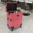 thumbnail image 2 of Makeup Train Case with Mirror, Rolling Makeup Train Case for Artist, Rose Trolley Cosmetic Organizer Box with wheels, 2 of 9