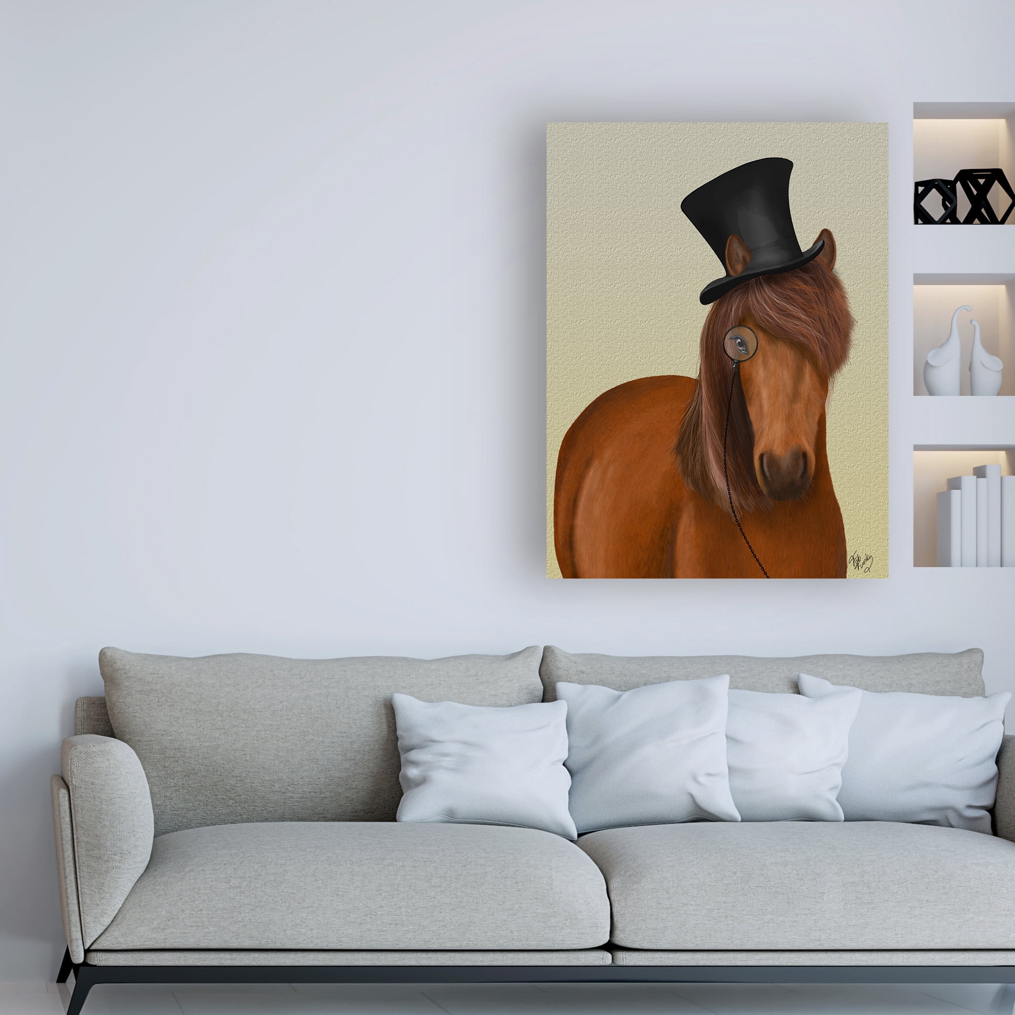 Trademark Fine Art 'Horse Top Hat and Monocle' Canvas Art by Fab Funky