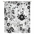 thumbnail image 2 of Vintage Flowers Sheer Curtains 45 Inches Long, Black White Farmhouse Floral Plants Light Filering Curtains, Breathable Simi Curtain Privacy Drapes for Kitchen Bathroom Small Window Treatment, 2 of 9