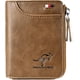thumbnail image 3 of Aiks Carteras de canguro, cartera de hombre con cremallera de cuero con protección RFID, cartera de PU elegante diseño suave y simple (marrón retro), 3 of 4