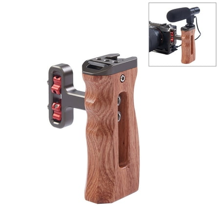 Image of PULUZ Universal Side Wooden Handle Handgrip with Cold Shoe for DSLR Camera Cage(Bronze)