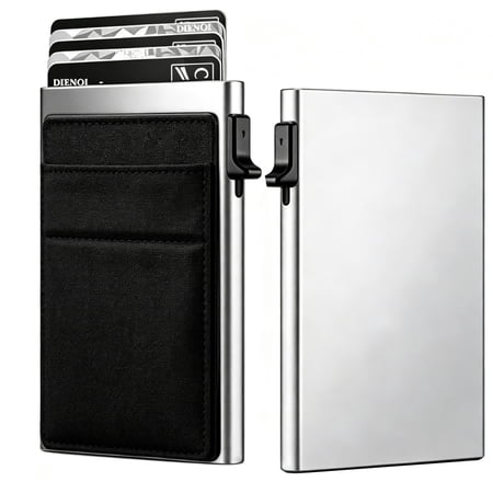 RFID Blocking Credit Card Holder – Slim Minimalist Metal Wallet for Men with Money Pocket, Contactless Card Protector, Trendy & Durable
