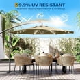 thumbnail image 2 of EastVita 10FT offset patio umbrella with solar lights 32 LED Lights with Infinite Tilt and Cross Base for Deck Pool Garden Backyard (Beige), 2 of 9