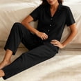 thumbnail image 7 of Maplenight Cotton Pajamas for Women Set 2 Piece Lounge Set Button Down Short Sleeve Top and Drawstring Long Pants Casual Sleepwear Nightwear, 7 of 7