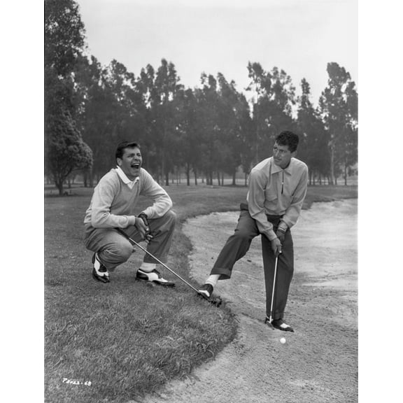 Dean Martin and Jerry Lewis Playing Golf in Classic Portrait Photo Print (24 x 30)