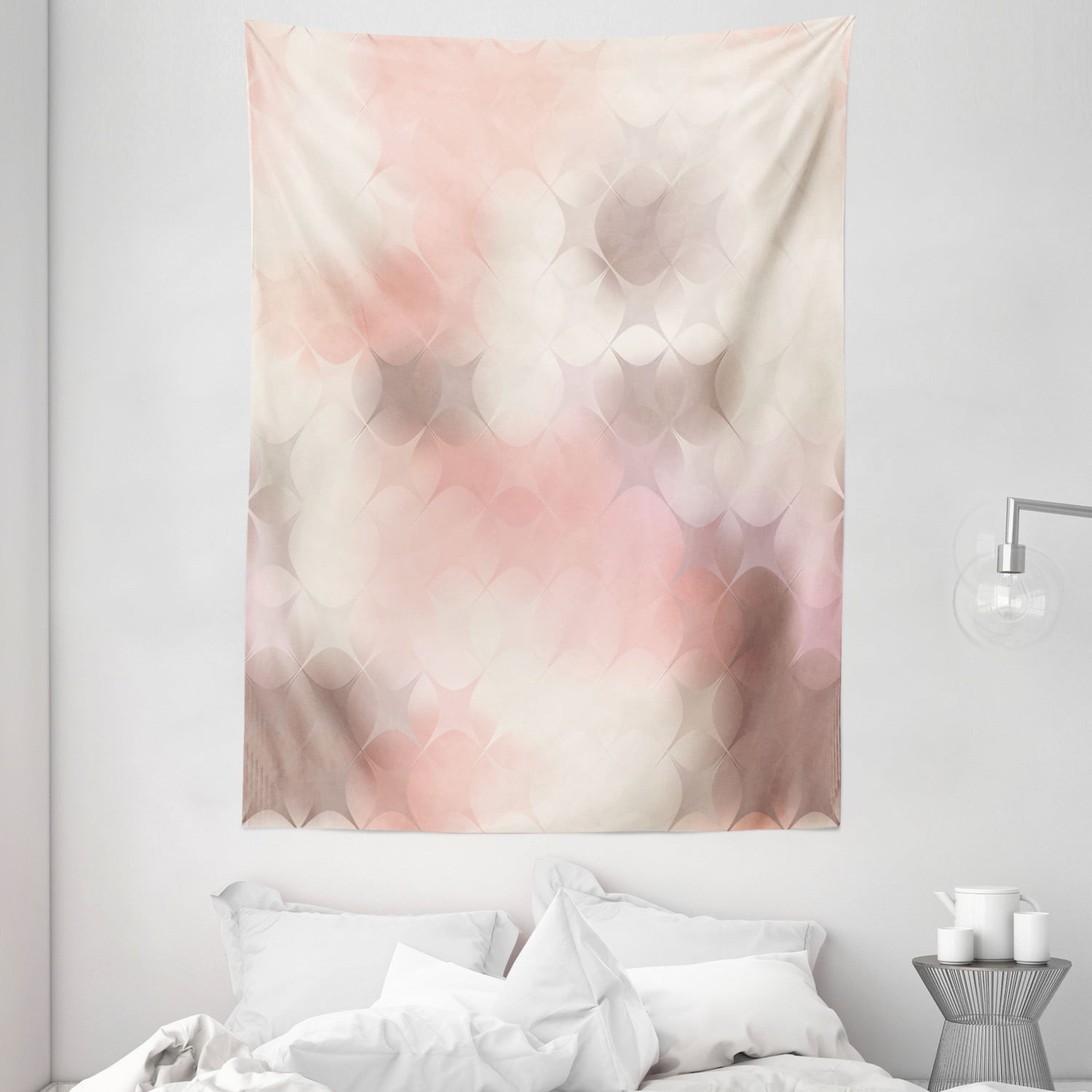 Peach Tapestry, Abstract Square Shapes with Stars Pattern Warm Color ...